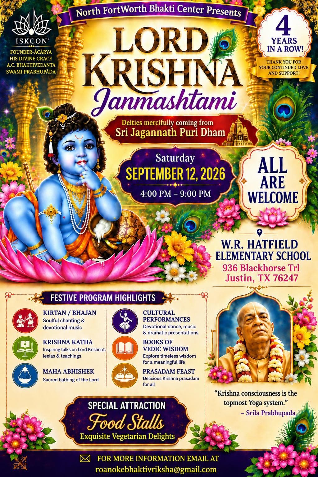 Sri Krishna Janmashtami 2026 celebration poster